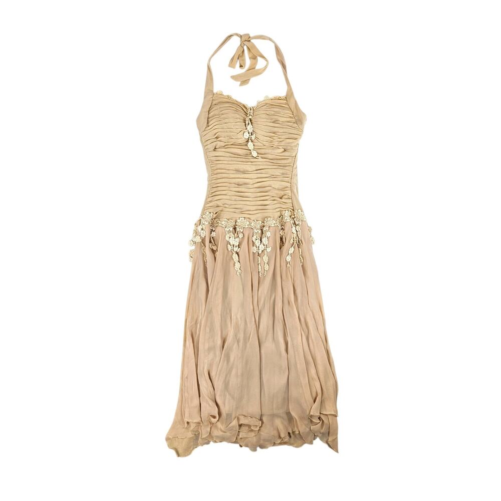 Vintage Fairycore Mesh Maxi Dress Asymmetrical Hem - Small
